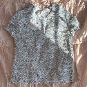 American Eagle Outfitters Light Blue Smocked Short Sleeve Tee